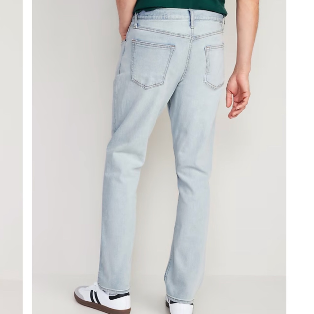 NEW OLD NAVY Straight Built-In Flex Jeans Tinted Light Wash  Tall  33 X 34